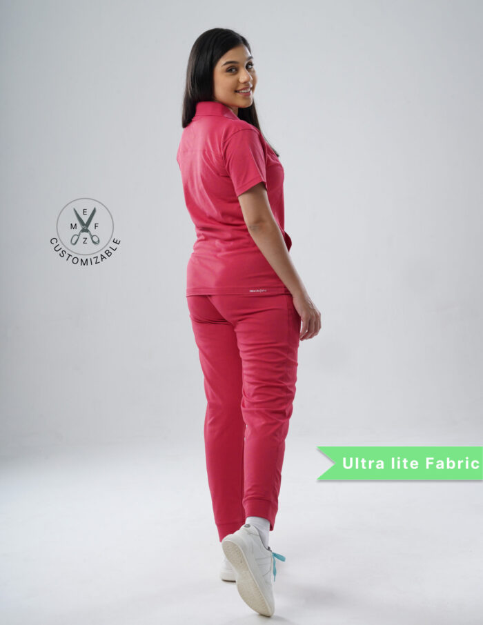 Customizable MELANGE PINK - Ultra Lite Fabric / Polo Collar / Jogger Pant / 2 way Stretch(FemaleFullset) MKZ87 - Image 4