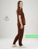 Customizable MOCHA BROWN - Ultra Lite Fabric / V Neck / Straight Pant / 2 way Stretch(FemaleFullset) MKZ92 - Image 4