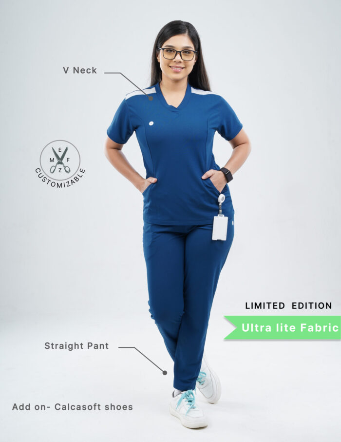Customizable COSMIC BLUE LIMITED EDITION - Ultra Lite Fabric / V Neck / Straight Pant / 2 way Stretch(FemaleFullset) MKZ58 - Image 2