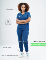 Customizable COSMIC BLUE LIMITED EDITION - Ultra Lite Fabric / Polo Collar / Jogger Pant / 2 way Stretch(FemaleFullset) MKZ65 - Image 2