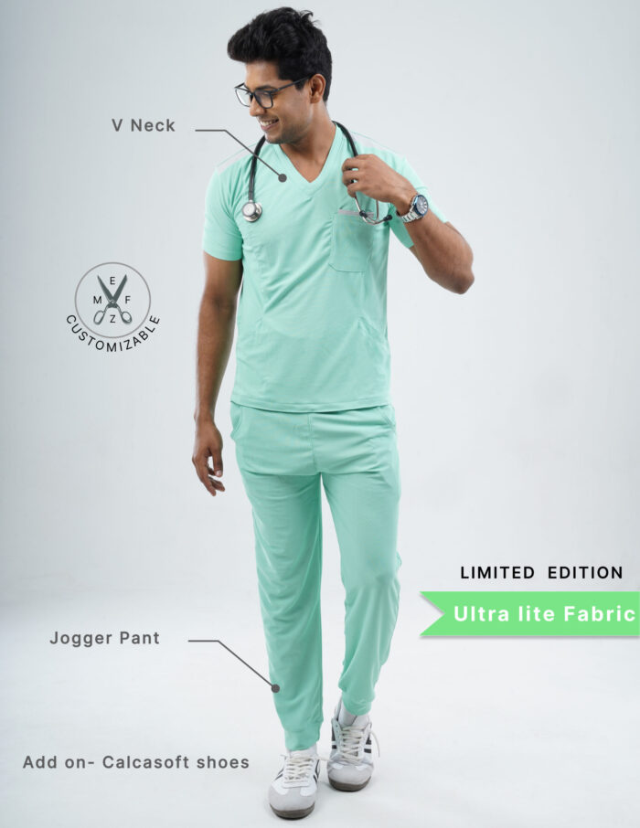 Customizable FROSTED MINT LIMITED EDITION - Ultra Lite Fabric / V Neck / Jogger Pant / 2 way Stretch(MaleFullset) MKZ244 - Image 2
