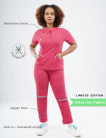 Customizable MELANGE PINK LIMITED EDITION - Ultra Lite Fabric / Mandarin / Jogger Pant / 2 way Stretch(FemaleFullset) MKZ85 - Image 2