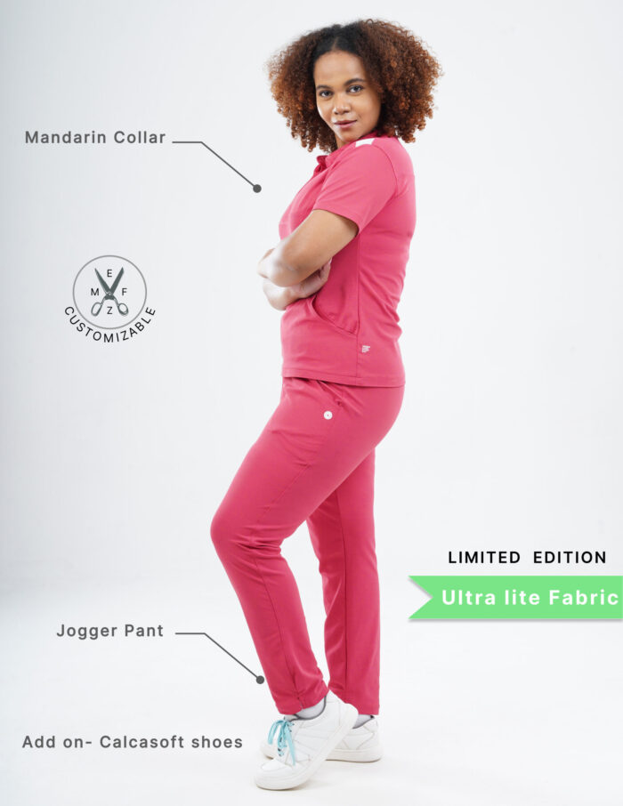 Customizable MELANGE PINK LIMITED EDITION - Ultra Lite Fabric / Mandarin / Straight Pant / 2 way Stretch(FemaleFullset) MKZ86 - Image 2