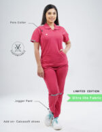 Customizable MELANGE PINK LIMITED EDITION - Ultra Lite Fabric / Polo Collar / Jogger Pant / 2 way Stretch(FemaleFullset) MKZ89 - Image 2