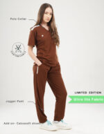 Customizable MOCHA BROWN LIMITED EDITION - Ultra Lite Fabric / V Neck / Jogger Pant / 2 way Stretch(FemaleFullset) MKZ93 - Image 2