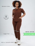 Customizable MOCHA BROWN LIMITED EDITION - Ultra Lite Fabric / Mandarin / Jogger Pant / 2 way Stretch(FemaleFullset) MKZ97 - Image 2
