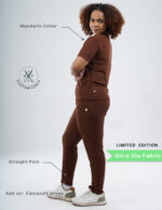Customizable MOCHA BROWN LIMITED EDITION - Ultra Lite Fabric / Mandarin / Straight Pant / 2 way Stretch(FemaleFullset) MKZ98 - Image 2