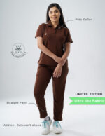 Customizable MOCHA BROWN LIMITED EDITION - Ultra Lite Fabric / Polo Collar / Straight Pant / 2 way Stretch(FemaleFullset) MKZ102 - Image 2