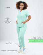 Customizable FROSTED MINT LIMITED EDITION - Ultra Lite Fabric / V Neck / Jogger Pant / 2 way Stretch(FemaleFullset) MKZ117 - Image 2