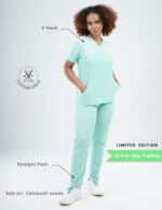 Customizable FROSTED MINT LIMITED EDITION - Ultra Lite Fabric / V Neck / Straight Pant / 2 way Stretch(FemaleFullset) MKZ118 - Image 2