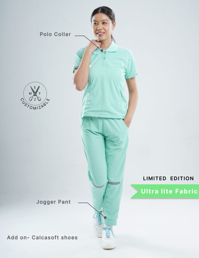 Customizable FROSTED MINT LIMITED EDITION - Ultra Lite Fabric / Polo Collar / Jogger Pant / 2 way Stretch(FemaleFullset) MKZ125 - Image 2