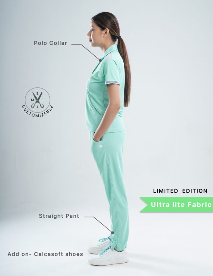 Customizable FROSTED MINT LIMITED EDITION - Ultra Lite Fabric / Polo Collar / Straight Pant / 2 way Stretch(FemaleFullset) MKZ126 - Image 2