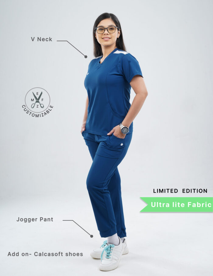 Customizable COSMIC BLUE LIMITED EDITION - Ultra Lite Fabric / V Neck / Jogger Pant / 2 way Stretch(FemaleFullset) MKZ57 - Image 2