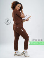 Customizable MOCHA BROWN LIMITED EDITION - Ultra Lite Fabric / Mandarin / Jogger Pant / 2 way Stretch(FemaleFullset) MKZ97 - Image 4