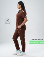 Customizable MOCHA BROWN LIMITED EDITION - Ultra Lite Fabric / Polo Collar / Jogger Pant / 2 way Stretch(FemaleFullset) MKZ101 - Image 4