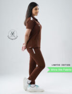 Customizable MOCHA BROWN LIMITED EDITION - Ultra Lite Fabric / Polo Collar / Straight Pant / 2 way Stretch(FemaleFullset) MKZ102 - Image 4