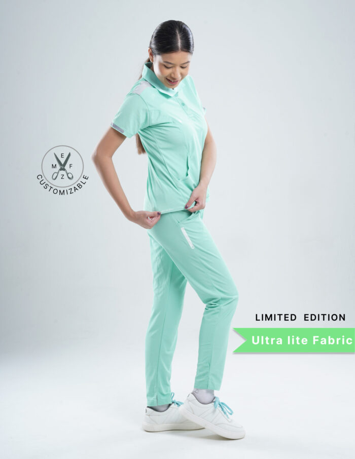 Customizable FROSTED MINT LIMITED EDITION - Ultra Lite Fabric / Polo Collar / Straight Pant / 2 way Stretch(FemaleFullset) MKZ126 - Image 4