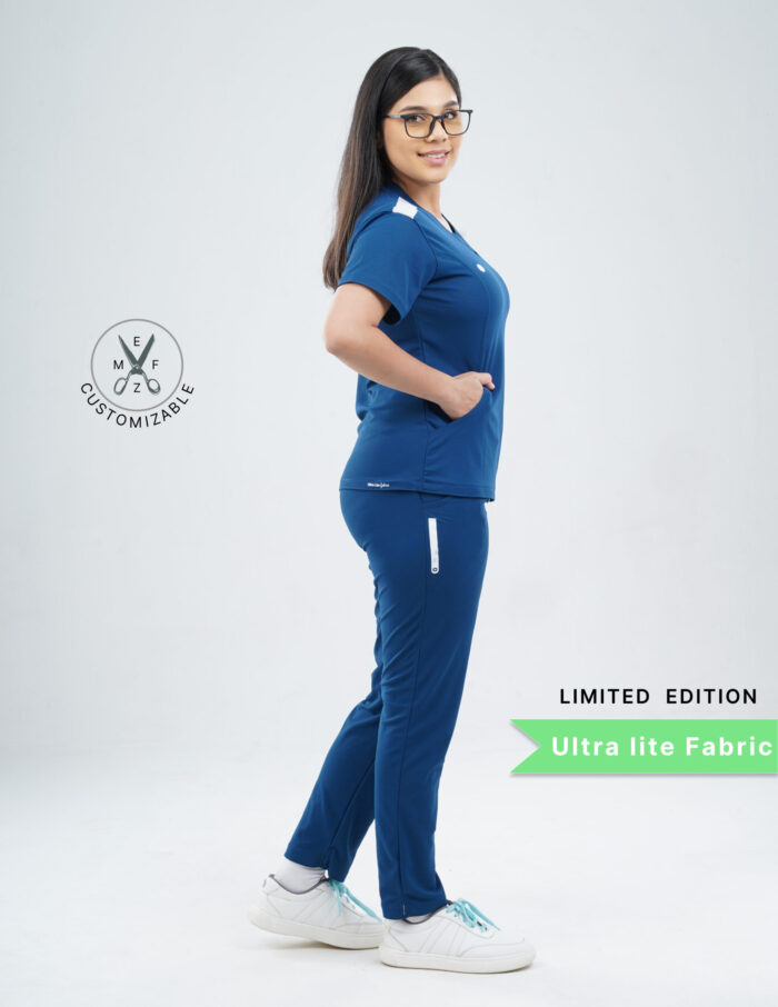 Customizable COSMIC BLUE LIMITED EDITION - Ultra Lite Fabric / V Neck / Straight Pant / 2 way Stretch(FemaleFullset) MKZ58 - Image 4