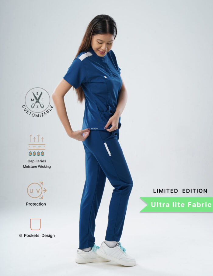 Customizable COSMIC BLUE LIMITED EDITION - Ultra Lite Fabric / Mandarin / Straight Pant / 2 way Stretch(FemaleFullset) MKZ62 - Image 3