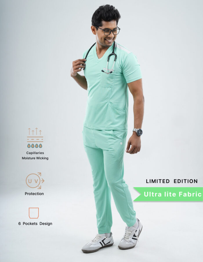 Customizable FROSTED MINT LIMITED EDITION - Ultra Lite Fabric / V Neck / Jogger Pant / 2 way Stretch(MaleFullset) MKZ244 - Image 4