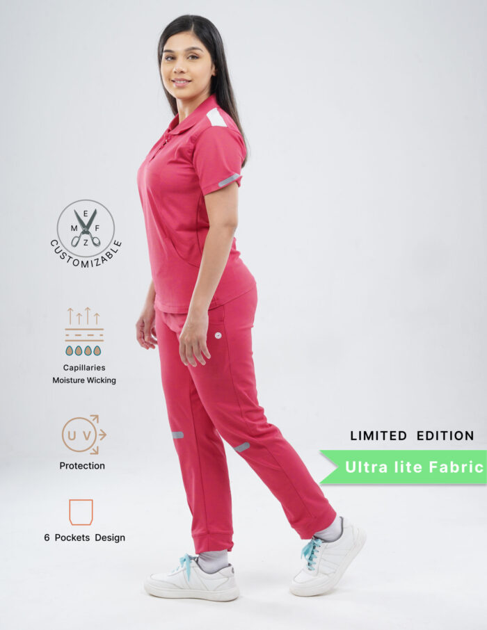 Customizable MELANGE PINK LIMITED EDITION - Ultra Lite Fabric / Polo Collar / Jogger Pant / 2 way Stretch(FemaleFullset) MKZ89 - Image 3