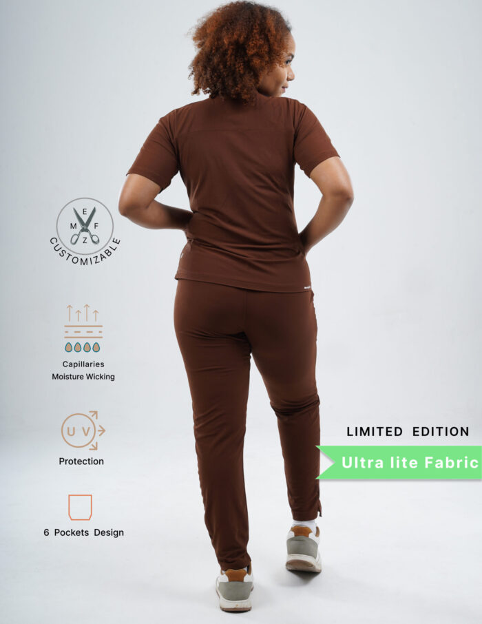 Customizable MOCHA BROWN LIMITED EDITION - Ultra Lite Fabric / Mandarin / Straight Pant / 2 way Stretch(FemaleFullset) MKZ98 - Image 3