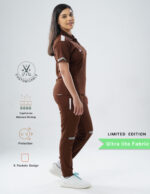 Customizable MOCHA BROWN LIMITED EDITION - Ultra Lite Fabric / Polo Collar / Jogger Pant / 2 way Stretch(FemaleFullset) MKZ101 - Image 3