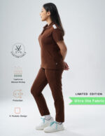 Customizable MOCHA BROWN LIMITED EDITION - Ultra Lite Fabric / Polo Collar / Straight Pant / 2 way Stretch(FemaleFullset) MKZ102 - Image 3