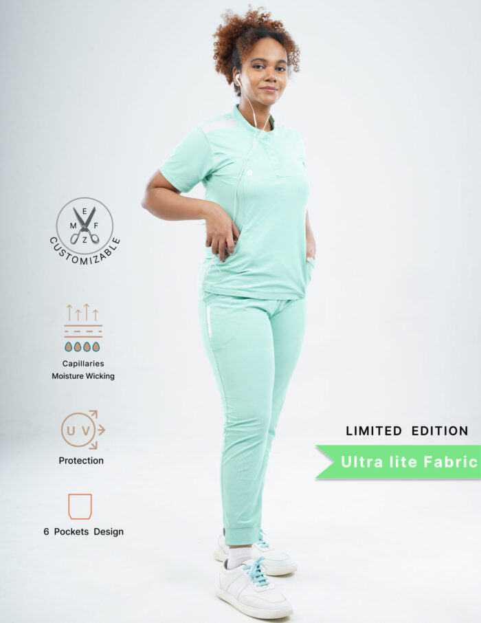 Customizable FROSTED MINT LIMITED EDITION - Ultra Lite Fabric / Mandarin / Jogger Pant / 2 way Stretch(FemaleFullset) MKZ121 - Image 3