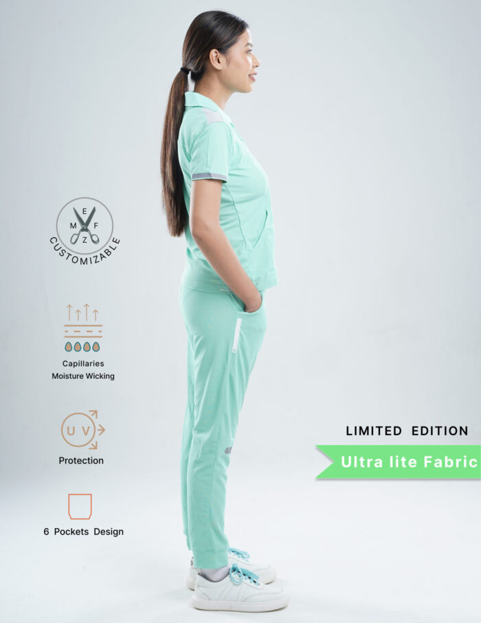 Customizable FROSTED MINT LIMITED EDITION - Ultra Lite Fabric / Polo Collar / Jogger Pant / 2 way Stretch(FemaleFullset) MKZ125 - Image 3