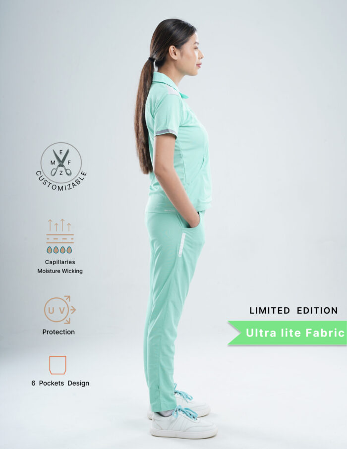 Customizable FROSTED MINT LIMITED EDITION - Ultra Lite Fabric / Polo Collar / Straight Pant / 2 way Stretch(FemaleFullset) MKZ126 - Image 3