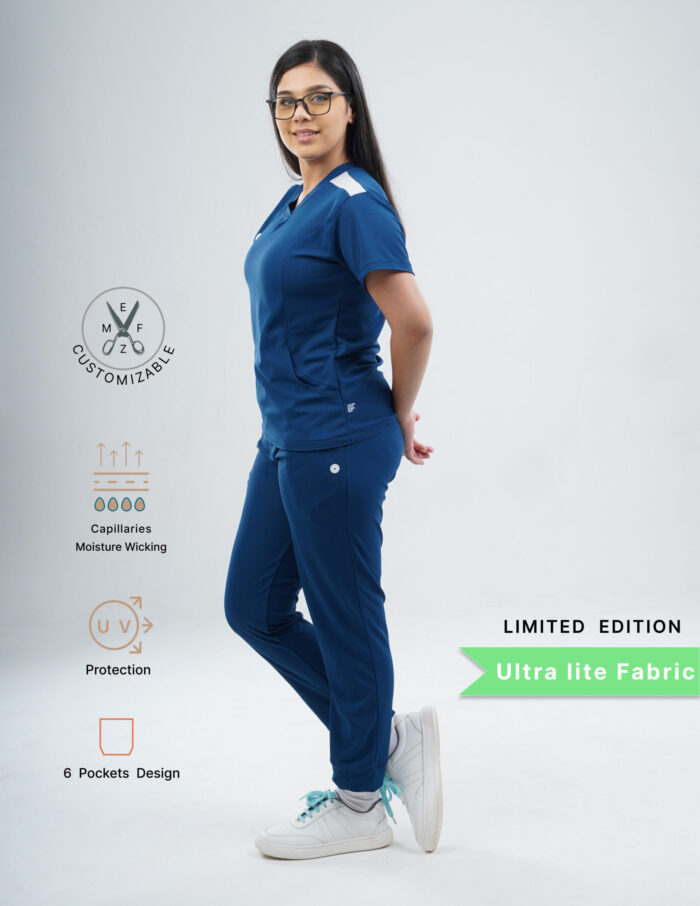 Customizable COSMIC BLUE LIMITED EDITION - Ultra Lite Fabric / V Neck / Jogger Pant / 2 way Stretch(FemaleFullset) MKZ57 - Image 3