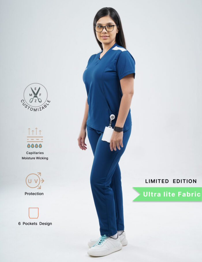 Customizable COSMIC BLUE LIMITED EDITION - Ultra Lite Fabric / V Neck / Straight Pant / 2 way Stretch(FemaleFullset) MKZ58 - Image 3