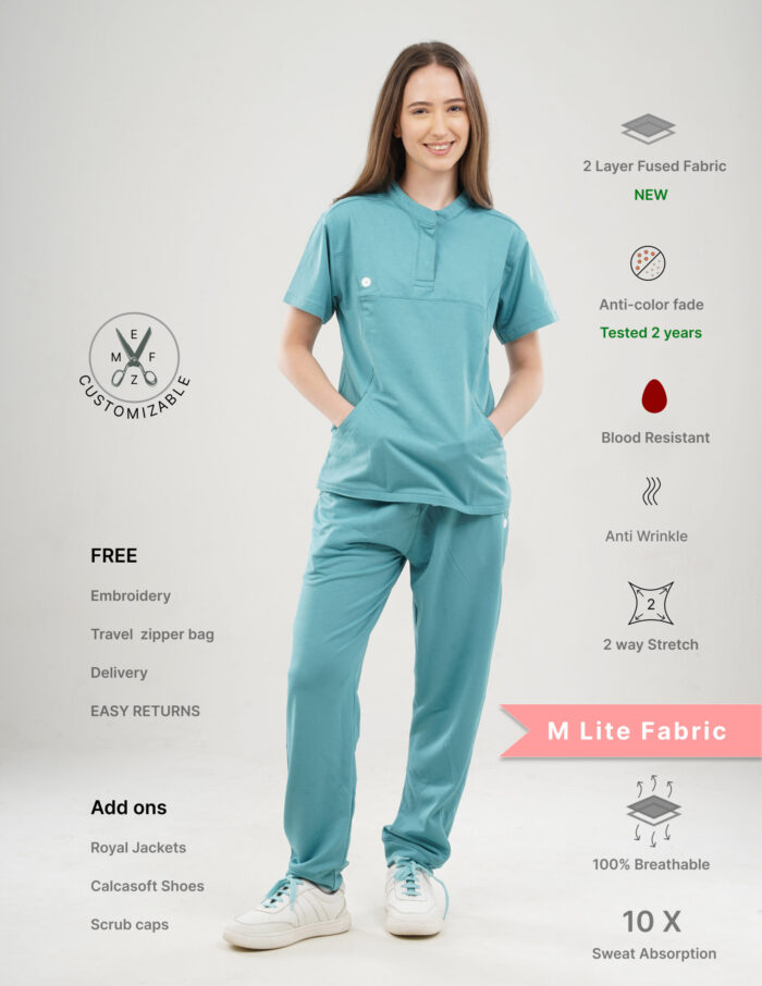 Customizable HYLORA TEAL - M Lite Fabric / Mandarin / Jogger Pant / 2 way Stretch(FemaleFullset) MKZ39 - Image 1