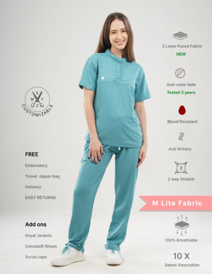 Customizable HYLORA TEAL - M Lite Fabric / Mandarin / Straight Pant / 2 way Stretch(FemaleFullset) MKZ40