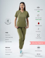 Customizable FERIL OLIVE - M Lite Fabric / V Neck / Jogger Pant / 2 way Stretch(FemaleFullset) MKZ43