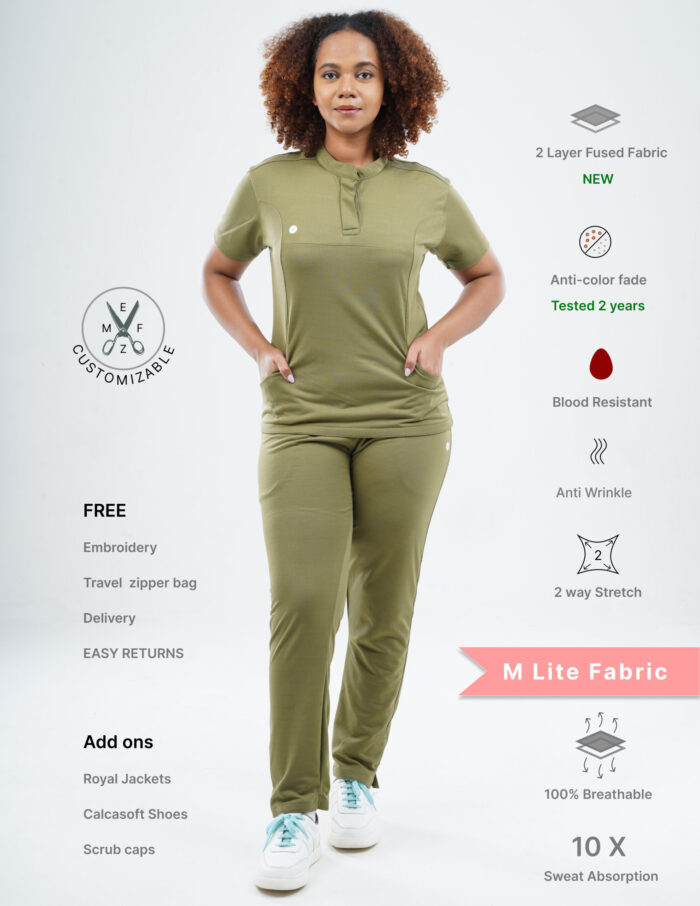 Customizable FERIL OLIVE - M Lite Fabric / Mandarin / Straight Pant / 2 way Stretch(FemaleFullset) MKZ48 - Image 1