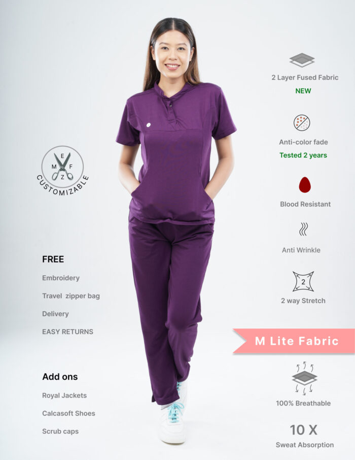 Customizable MERLOT WINE - M Lite Fabric / Mandarin / Straight Pant / 2 way Stretch(FemaleFullset) MKZ20 - Image 1