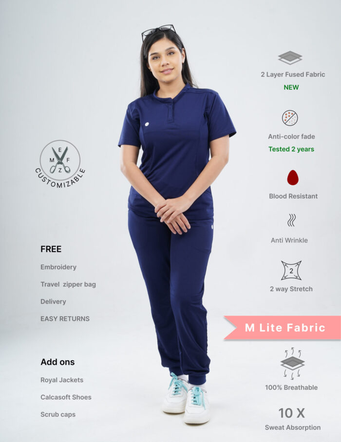 Customizable ORLIN NAVY - Ultra Lite Fabric / Mandarin / Jogger Pant / 2 way Stretch(FemaleFullset) MKZ32 - Image 1