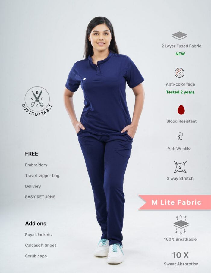 Customizable ORLIN NAVY - M Lite Fabric / Mandarin / Straight Pant / 2 way Stretch(FemaleFullset) MKZ33 - Image 1