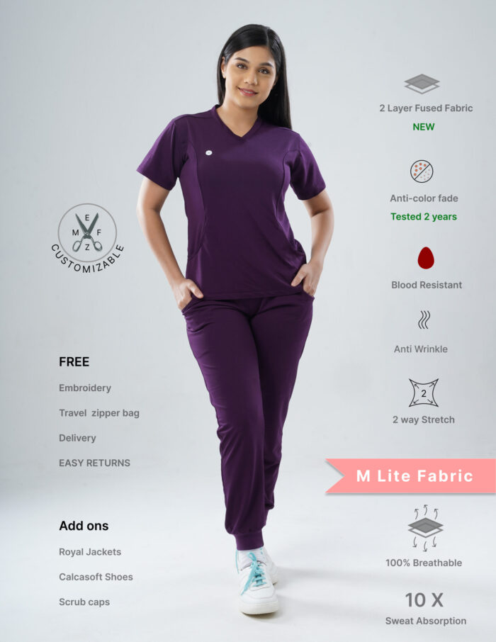 Customizable MERLOT WINE - M Lite Fabric / V Neck / Jogger Pant / 2 way Stretch(FemaleFullset) MKZ15 - Image 1