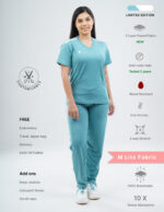 Customizable HYLORA TEAL - M Lite Fabric / V Neck / Straight Pant / 2 way Stretch(FemaleFullset) MKZ38