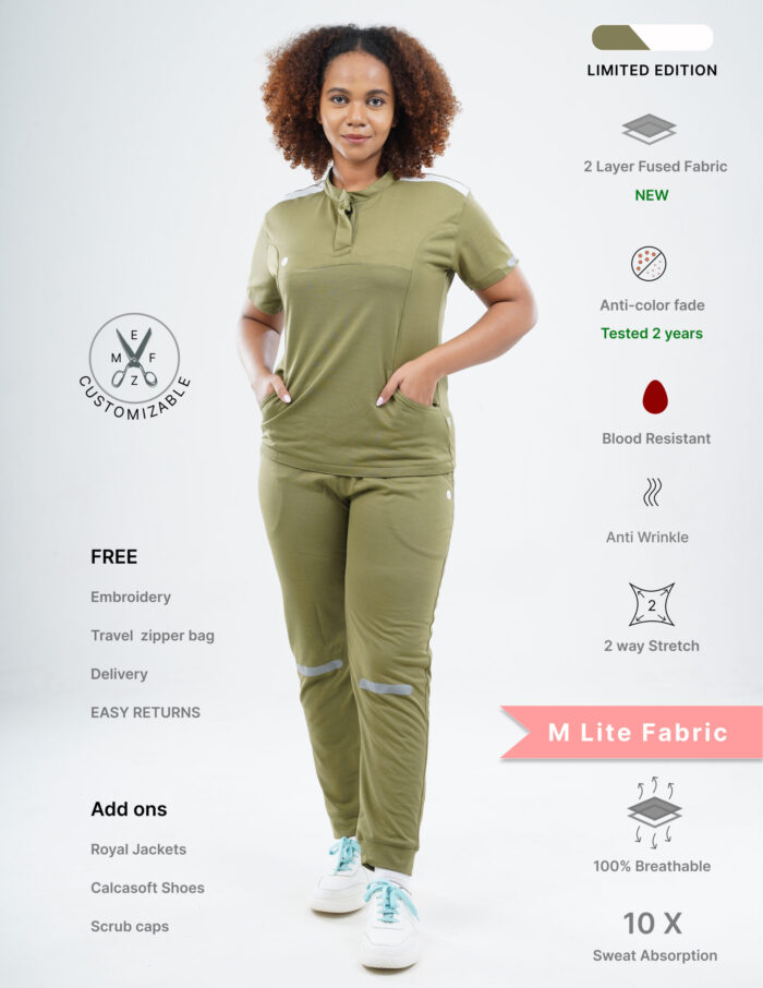 Customizable FERIL OLIVE LIMITED EDITION - M Lite Fabric / Mandarin / Jogger Pant / 2 way Stretch(FemaleFullset) MKZ49 - Image 1