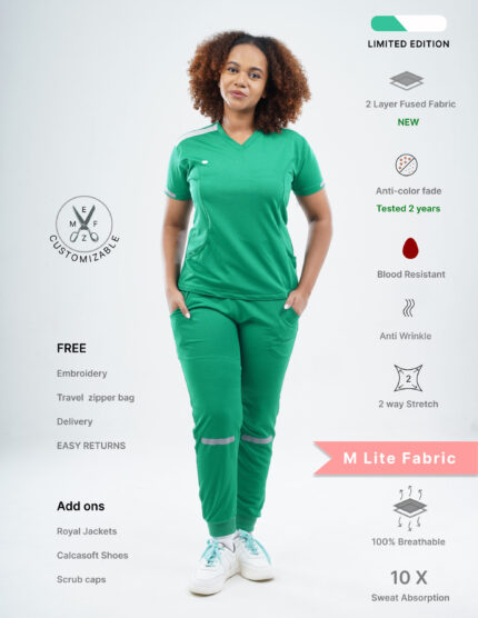 Customizable TECTOGREEN - Ultra Lite Fabric / V Neck / Jogger Pant / 2 way Stretch(FemaleFullset) MKZ23