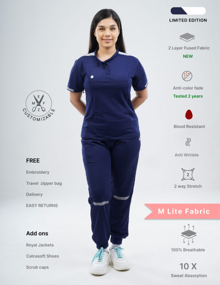 Customizable ORLIN NAVY LIMITED EDITION - M Lite Fabric / Mandarin / Jogger Pant / 2 way Stretch(FemaleFullset) MKZ54 - Image 1
