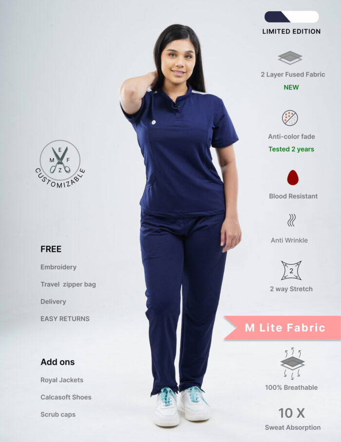 Customizable ORLIN NAVY LIMITED EDITION - M Lite Fabric / Mandarin / Straight Pant / 2 way Stretch(FemaleFullset) MKZ34 - Image 1