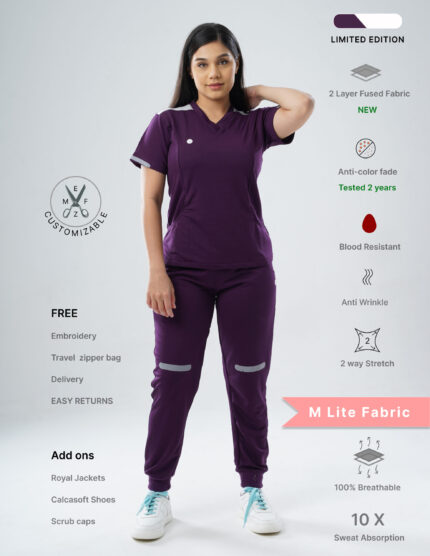 Customizable MERLOT WINE LIMITED EDITION - M Lite Fabric / V Neck / Jogger Pant / 2 way Stretch(FemaleFullset) MKZ17