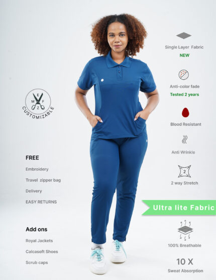 Customizable COSMIC BLUE - Ultra Lite Fabric / Polo Collar / Straight Pant / 2 way Stretch(FemaleFullset) MKZ64
