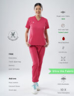 Customizable MELANGE PINK - Ultra Lite Fabric / V Neck / Jogger Pant / 2 way Stretch(FemaleFullset) MKZ79