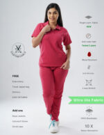 Customizable MELANGE PINK - Ultra Lite Fabric / Polo Collar / Jogger Pant / 2 way Stretch(FemaleFullset) MKZ88
